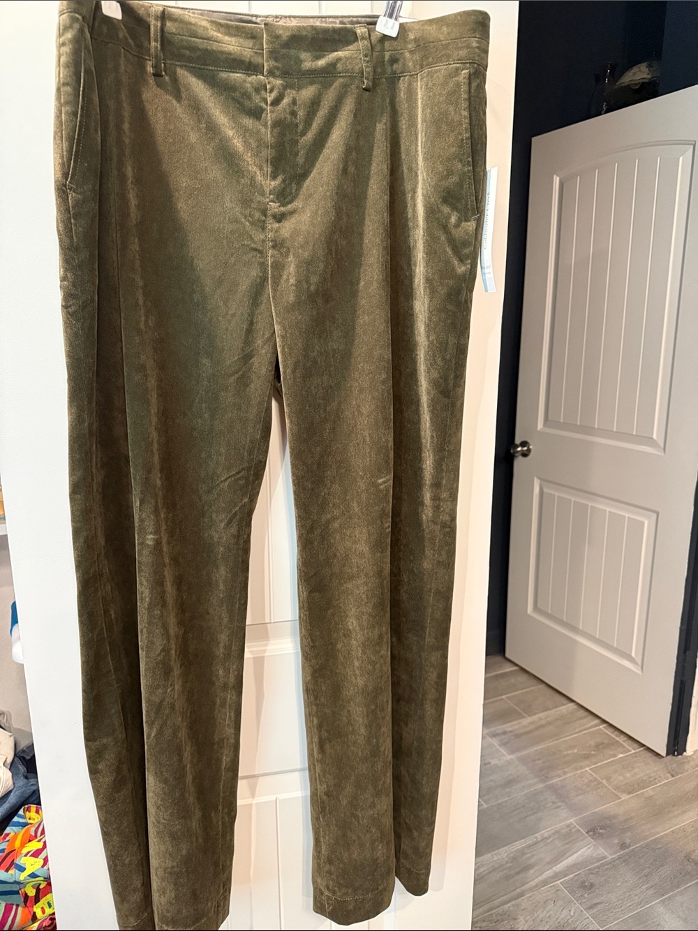 Coldwater Creek Olive Corduroy Straight-Leg Trousers
